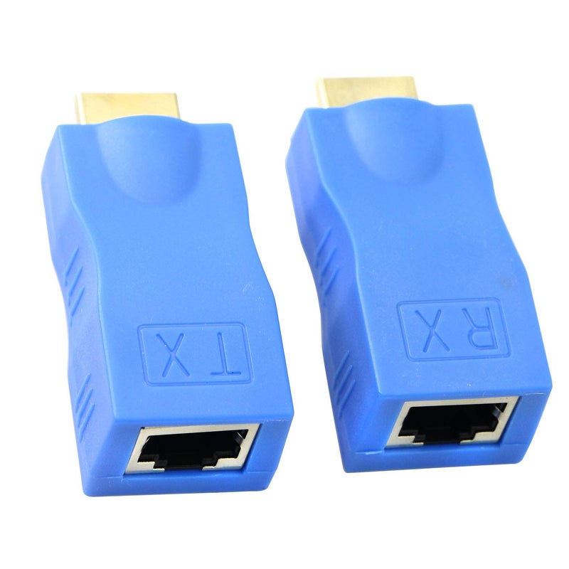 XMSJSIY HDMI Extender, HDMI to RJ45 Network Cable Extender Converter Repeater Over Cat 5e/6 1080p up to 30m for HDTV, PS4, STB - Request Pure Copper Cat 5e/6 Wire - Not Support HDCP - Image 1